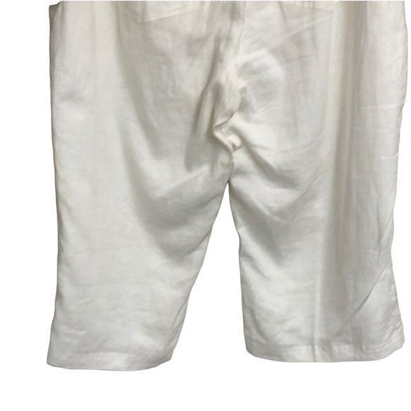 White Linen Cropped Pants - Picture 3 of 3